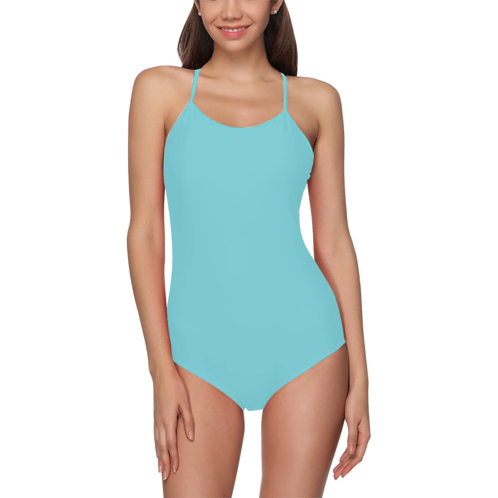 Nude Colour Woman's Swimwear Blue Strap Swimsuit ( Model S05)