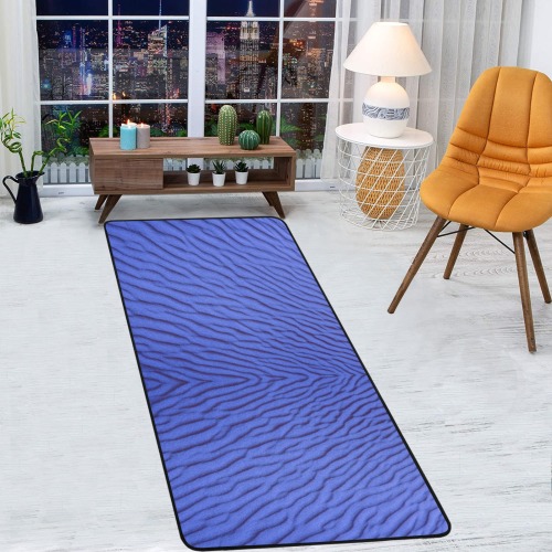 sand -blue Area Rug with Black Binding  7'x3'3''