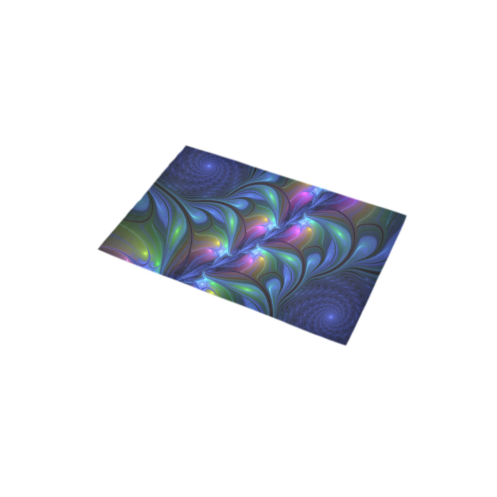 Colorful Luminous Abstract Blue Pink Green Fractal Bath Rug 16''x 28''