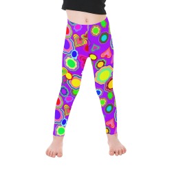 Groovy Hearts and Flowers Purple Kid's Ankle Length Leggings (Model L06)