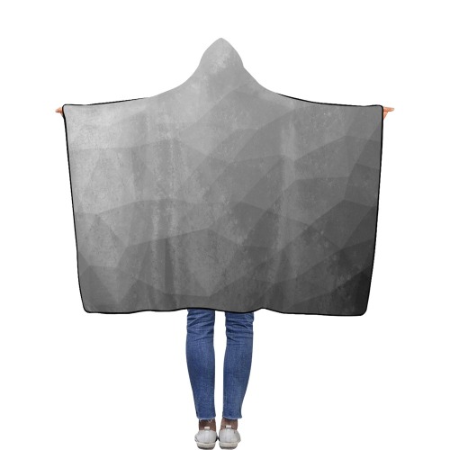Grey Gradient Geometric Mesh Pattern Flannel Hooded Blanket 40''x50''