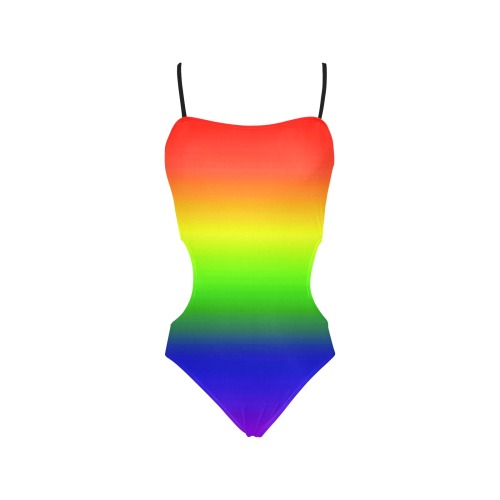 rainbow side Spaghetti Strap Cut Out Sides Swimsuit (Model S28)