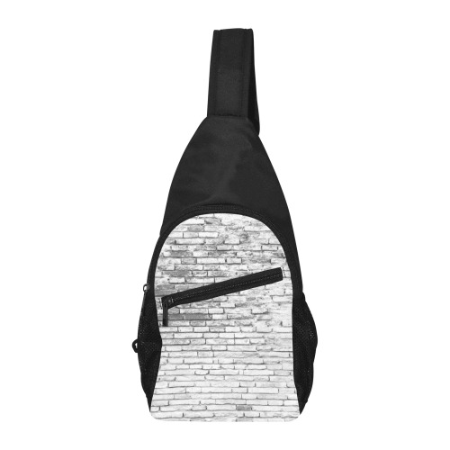 Cracked white grunge brick wall Chest Bag-Front Printing (Model 1719)