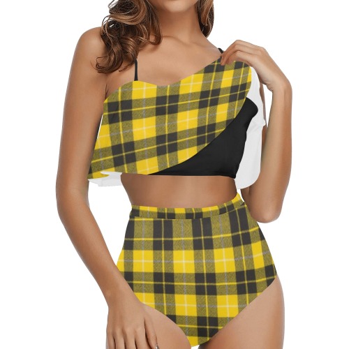 Barclay Dress Modern High Waisted Ruffle Bikini Set (Model S13)