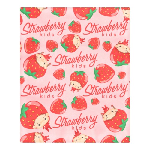 Boy and girl wearing strawberry shaped hat_ Seamless Pattern  bed set 3-Piece Bedding Set