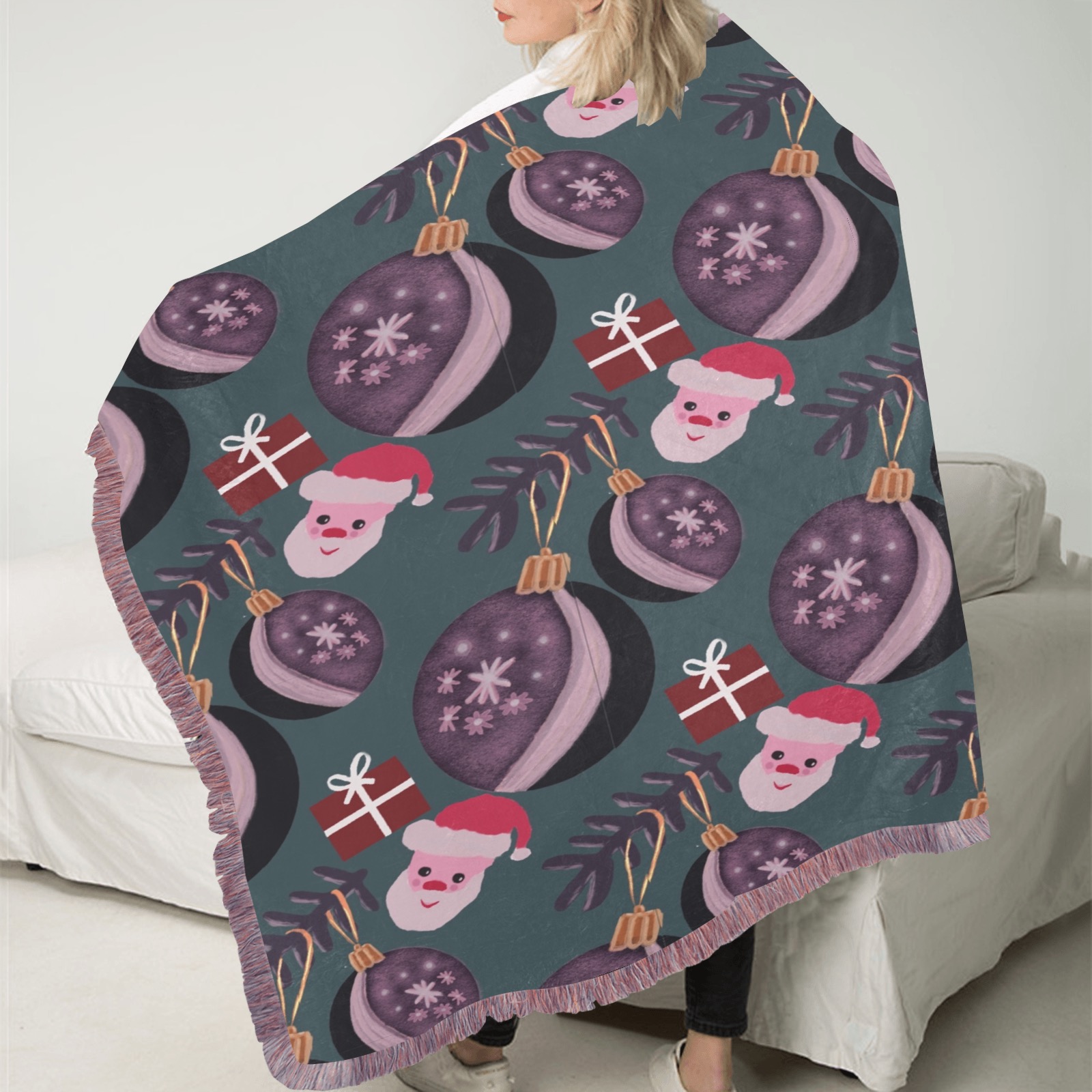 Christmas design Ultra-Soft Fringe Blanket 30"x40" (Mixed Pink)
