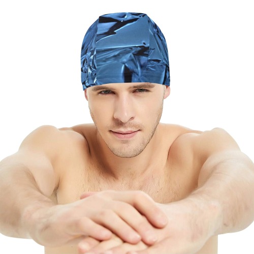 folded blue Swim Cap