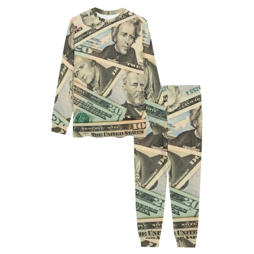 US PAPER CURRENCY Men's All Over Print Pajama Set with Custom Cuff