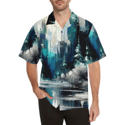 Painted City Winter Scene 1006 Hawaiian Shirt with Merged Design (Model T58)