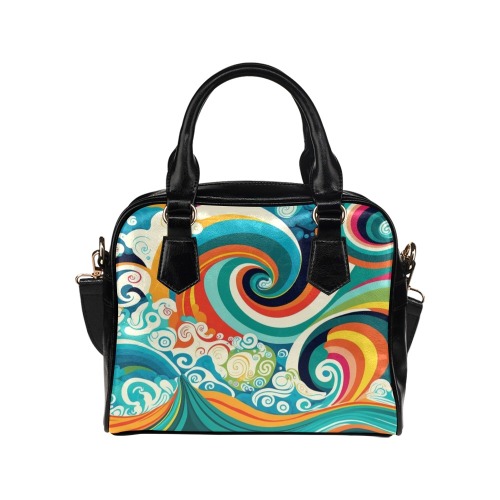 Colorful Ocean Waves Shoulder Handbag (Model 1634)