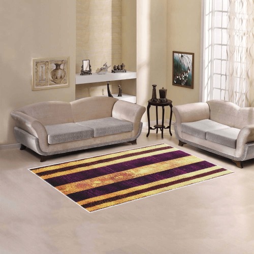 gold and violet striped pattern Area Rug 5'x3'3''