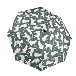 White Cats Umbrella Semi-Automatic Foldable Umbrella (Model U12)
