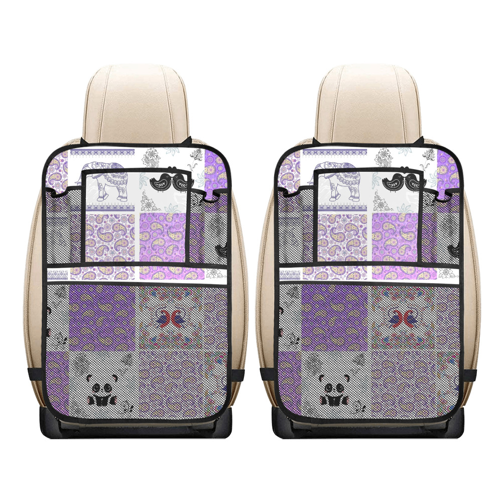 Purple Paisley Birds and Animals Patchwork Design Car Seat Back Organizer (2-Pack)