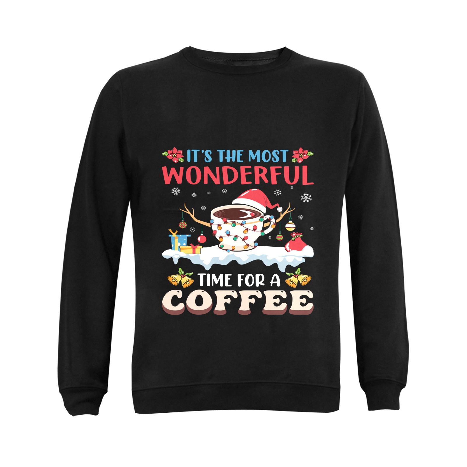 It's The Most Wonderful Time For Coffee (BL) Gildan Crewneck Sweatshirt(NEW) (Model H01)