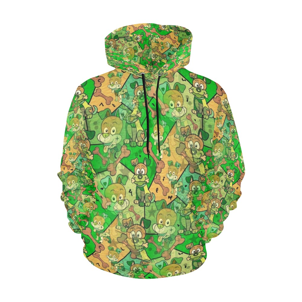 Camouflage Dogs by Nico Bielow All Over Print Hoodie for Women (USA Size) (Model H13)
