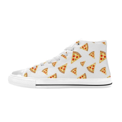 Cool and fun pizza slices pattern on white Men’s Classic High Top Canvas Shoes (Model 017)