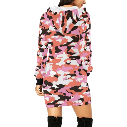 Modern camo texture_03P All Over Print Hoodie Mini Dress (Model H27)