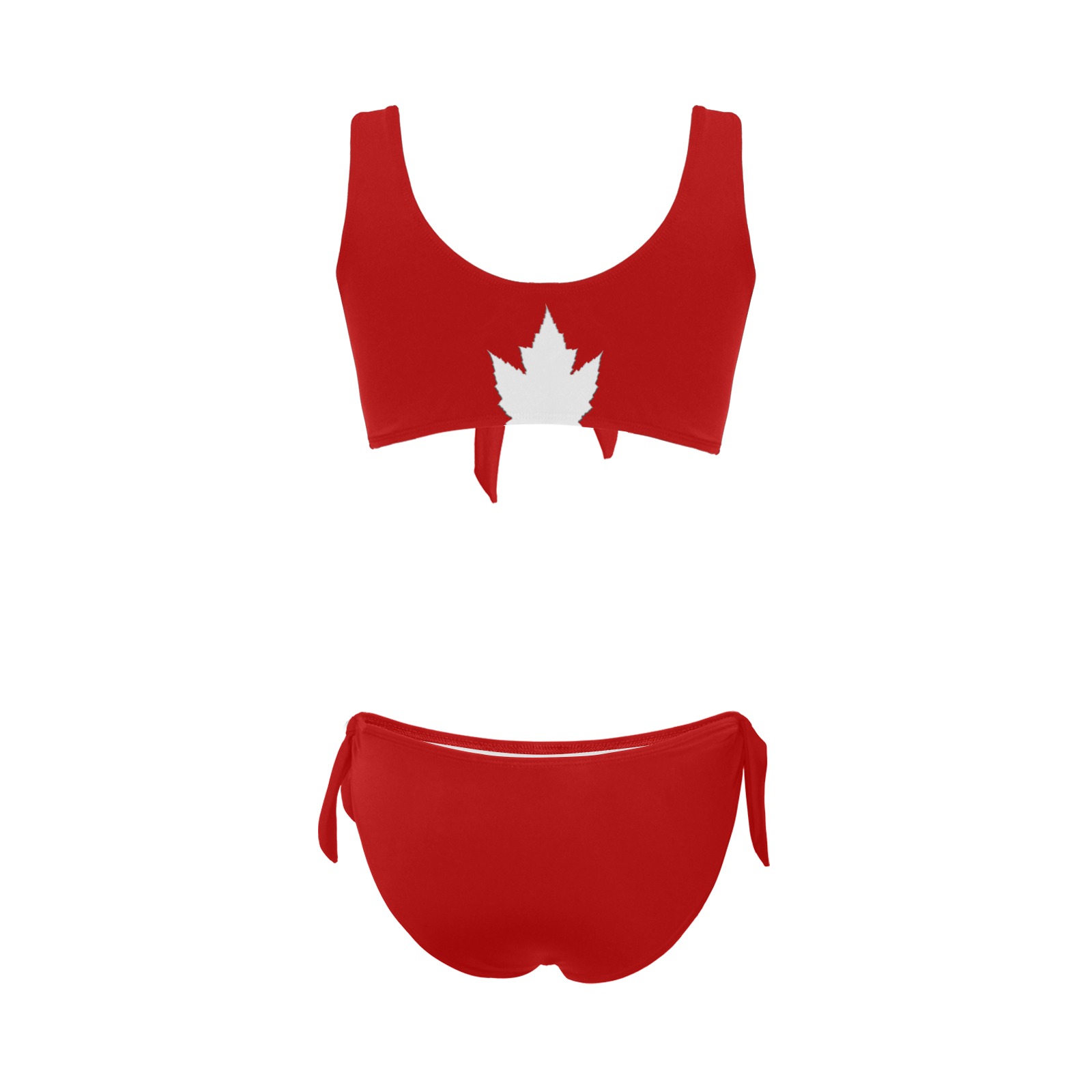 cute Canada Two Piece Bathing Suit Bow Tie Front Bikini Swimsuit (Model S38)