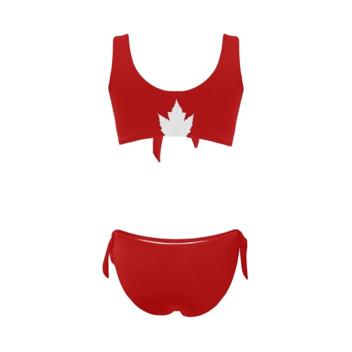cute Canada Two Piece Bathing Suit Bow Tie Front Bikini Swimsuit (Model S38)