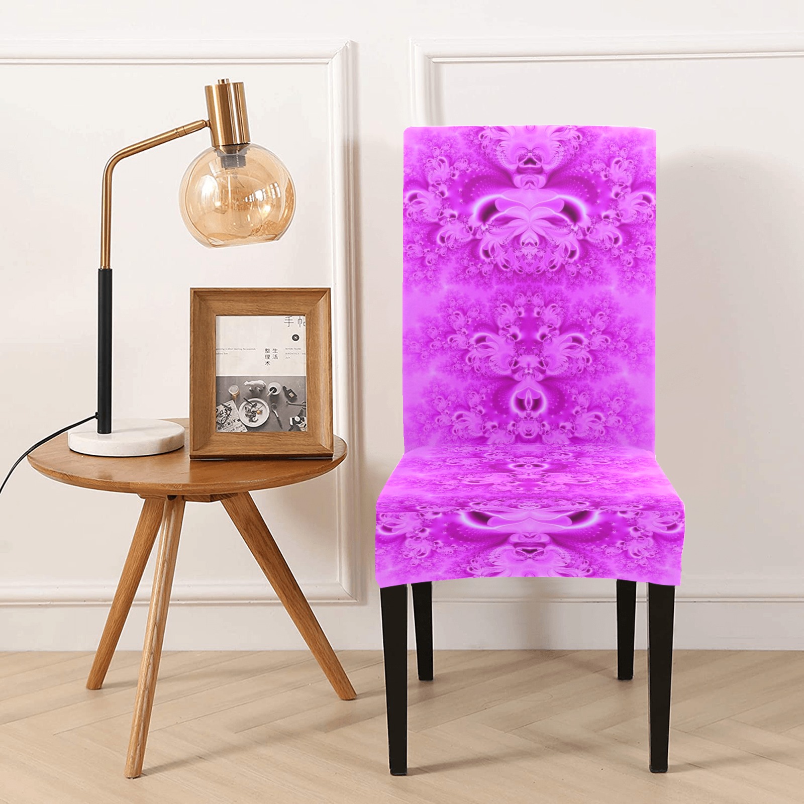 Soft Violet Flowers Frost Fractal Chair Cover (Pack of 4)