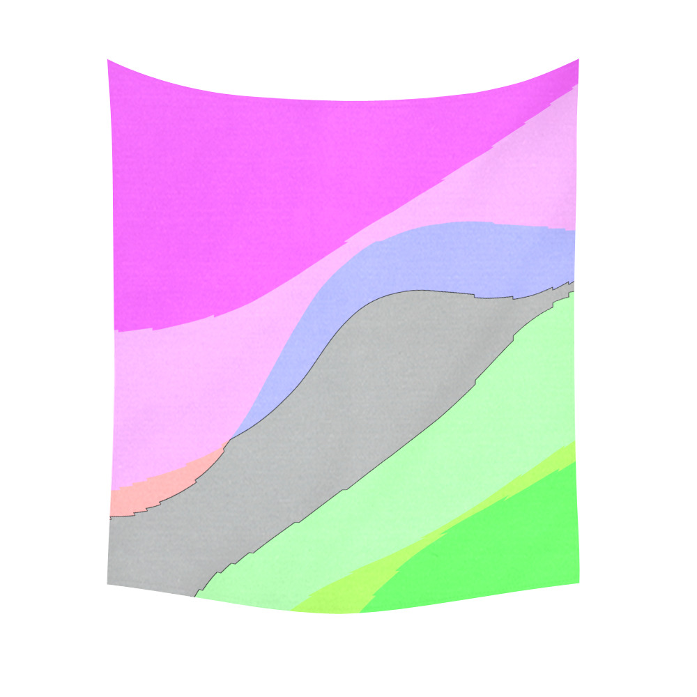 Abstract 703 - Retro Groovy Pink And Green Cotton Linen Wall Tapestry 60"x 51"