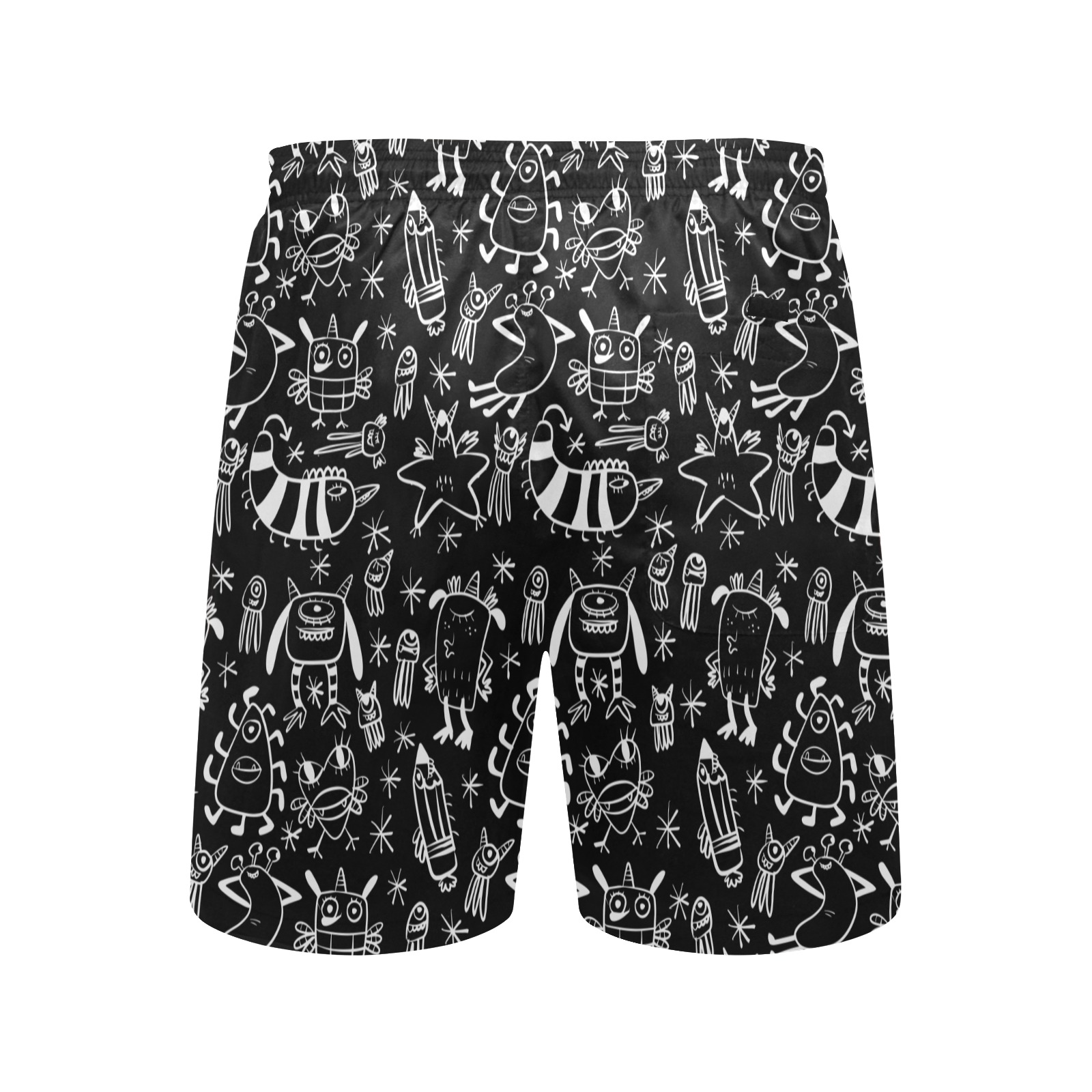 PATTERN MOSTRINI nero Men's Mid-Length Beach Shorts (Model L51)