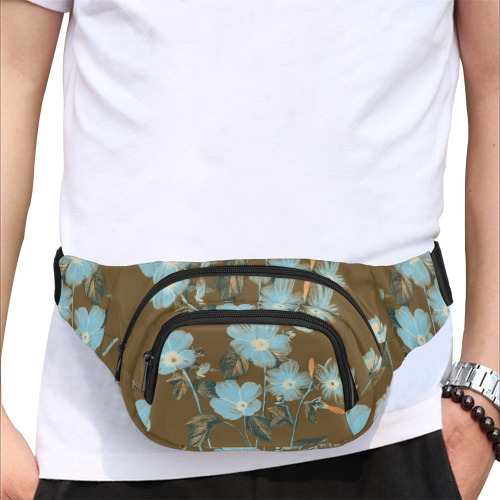 Rustic Blue Floral Bouquet Fanny Pack/Small (Model 1677)