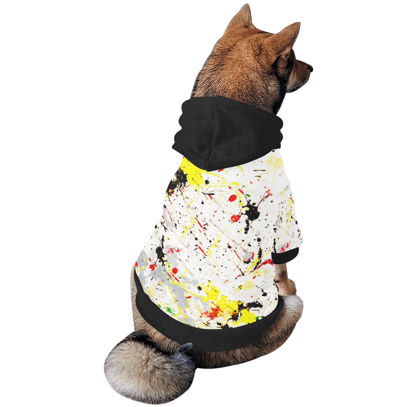 Yellow & Black Paint Splatter Pet Dog Hoodie
