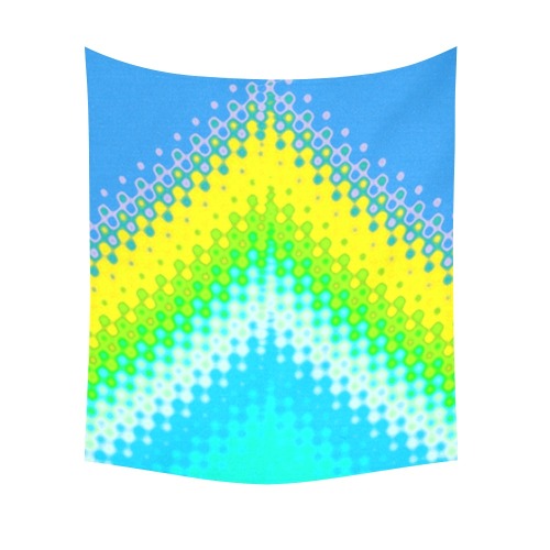 Pixelated Mountain Blue Cotton Linen Wall Tapestry 51"x 60"