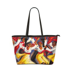 painting  Cuban dance party Leather Tote Bag/Large (Model 1651)