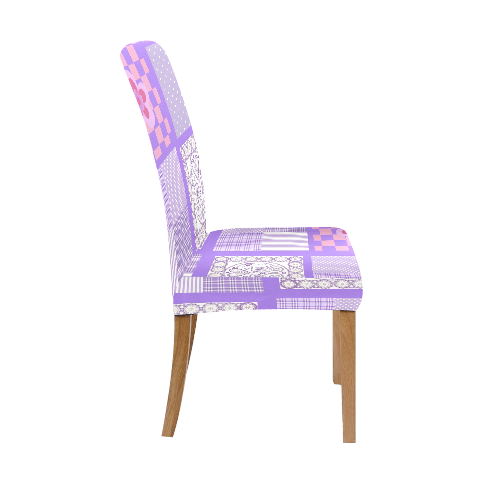 Pink and Purple Patchwork Design Removable Dining Chair Cover