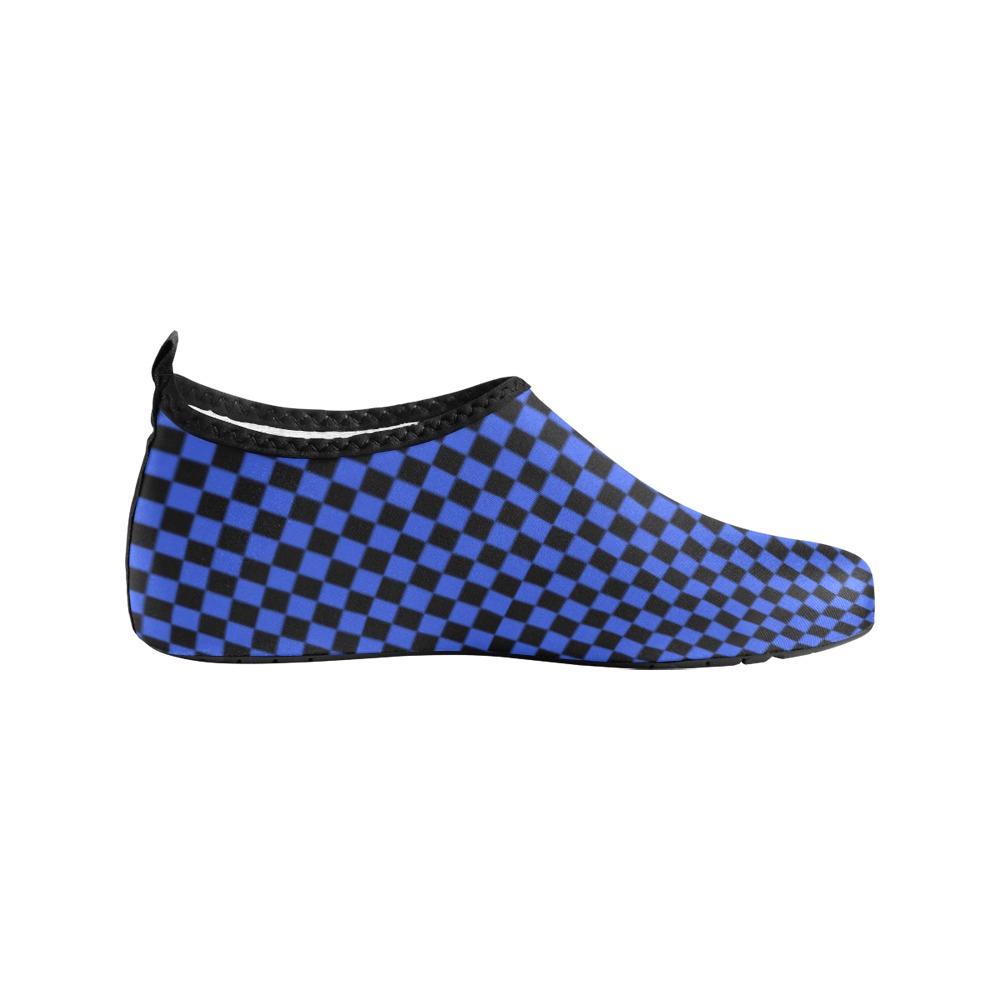 Checkerboard Black And Blue Women's Slip-On Water Shoes (Model 056)