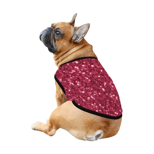 Magenta dark pink red faux sparkles glitter All Over Print Pet Tank Top