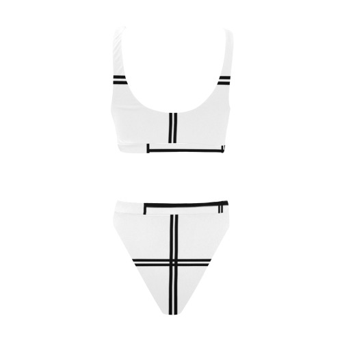 InterlockingSquares Funhouse Sport Top & High-Waisted Bikini Swimsuit (Model S07)