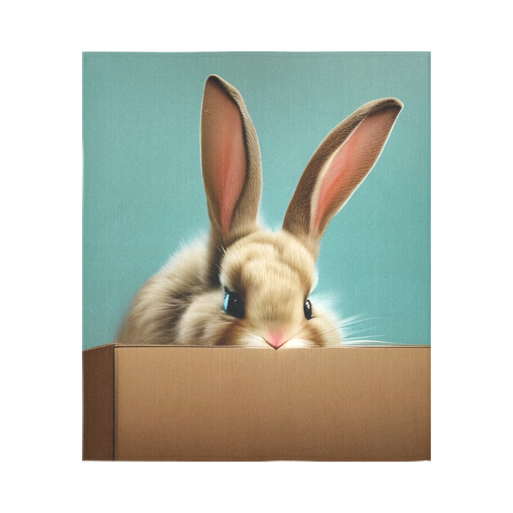 Bunny in a Box Cotton Linen Wall Tapestry 51"x 60"