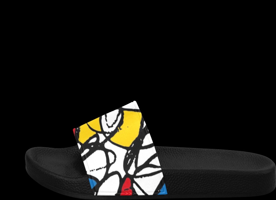 Mondrian Doodle Scribble Men's Slide Sandals (Model 057)