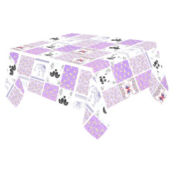 Purple Paisley Birds and Animals Patchwork Design Cotton Linen Tablecloth 52"x 70"