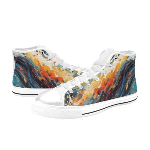 Colorful waves in the stormy fantasy ocean art. Men’s Classic High Top Canvas Shoes (Model 017)