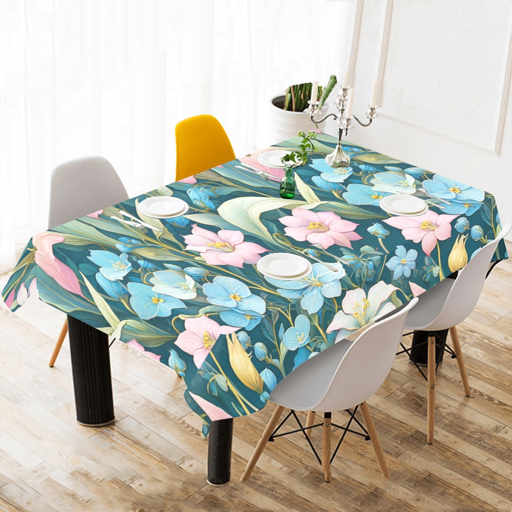 Fabulous Florals 5 Cotton Linen Tablecloth 60"x 104"