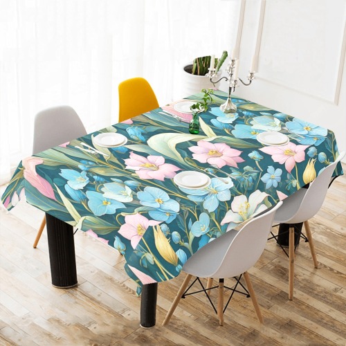 Fabulous Florals 5 Cotton Linen Tablecloth 60"x 104"