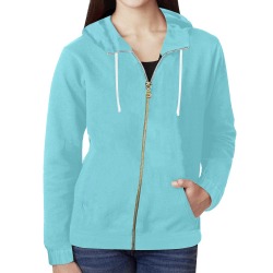Pastel Solid All Over Print Full Zip Hoodie for Women (Model H14)
