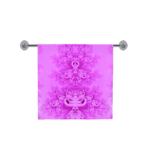Soft Violet Flowers Frost Fractal Bath Towel 30"x56"