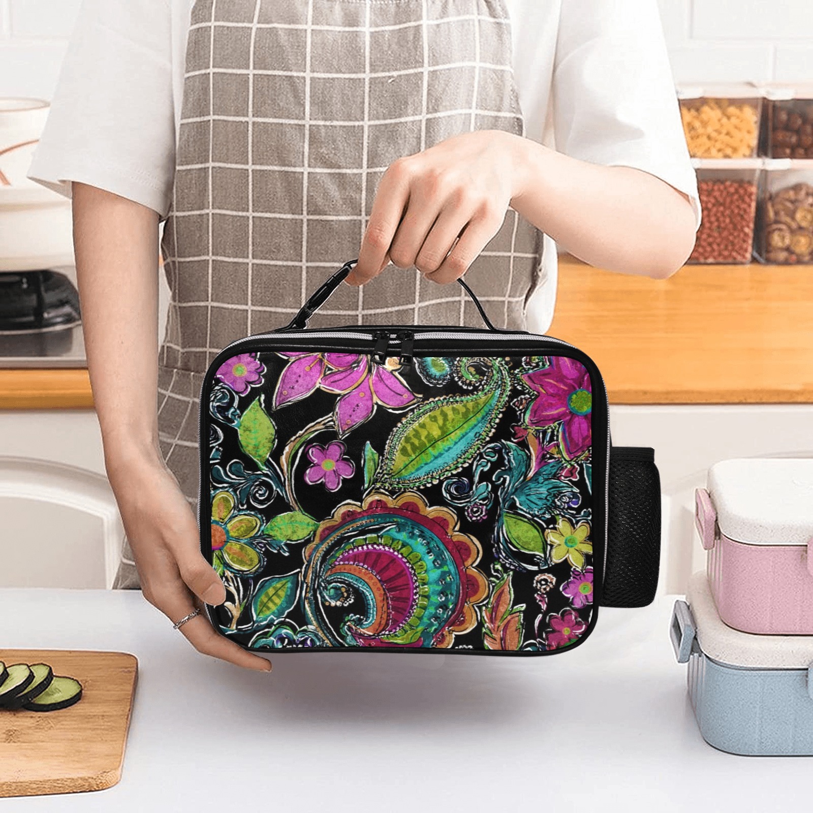 Paisley #2 PU Leather Lunch Bag (Model 1723)