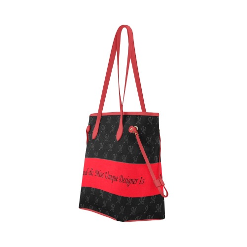 Mud-di Signature Black Radiant Red Stripe Clover Canvas Tote Bag (Model 1661)