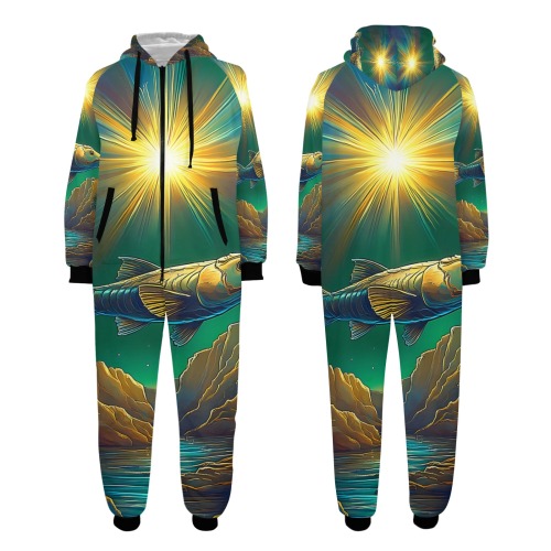 Celestial Swim Unisex One-Piece Zip Up Hooded Pajamas