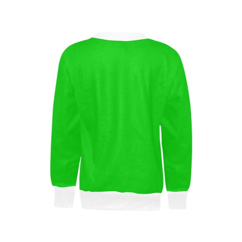 Merry Christmas Green Solid Color Girls' All Over Print Crew Neck Sweater (Model H49)