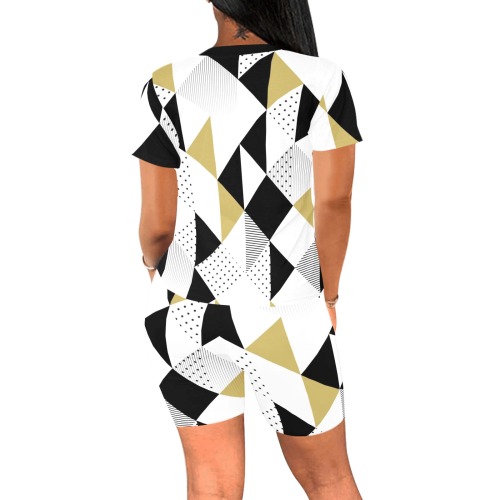 Abstract Seamless Pattern with Triangles Women's Short Yoga Set