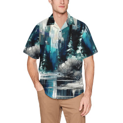 Painted City Winter Scene 1006 Hawaiian Shirt with Chest Pocket (Model T58)