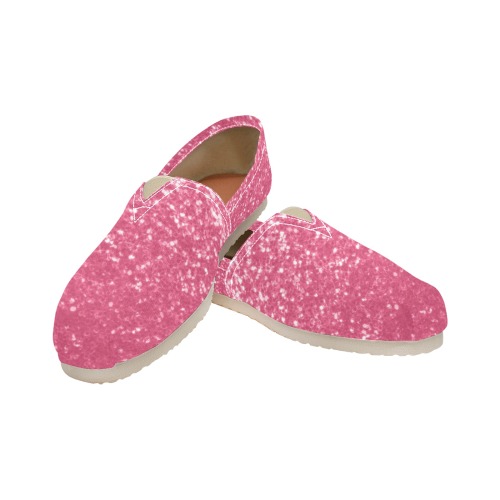 Magenta light pink red faux sparkles glitter Women's Classic Canvas Slip-On (Model 1206)