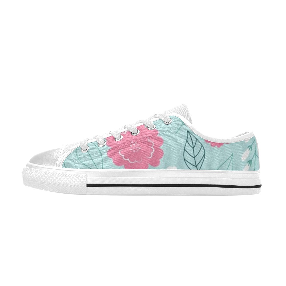 Sweet Floral Shoes Low Top Canvas Shoes for Kid (Model 018)